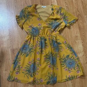 Madewell Mustard Floral Dress